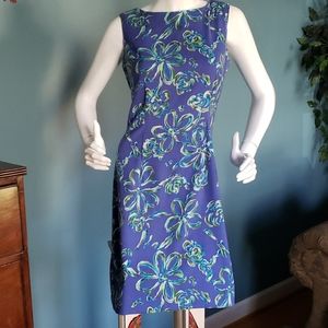 Great Blue Floral Sleeveless Sheath Dress Size 8